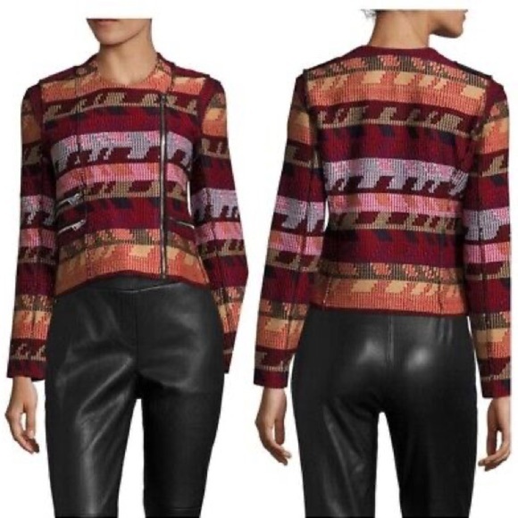 Maje Paris Red Multi Woven Tapestry Jacket, size S - Picture 1 of 8